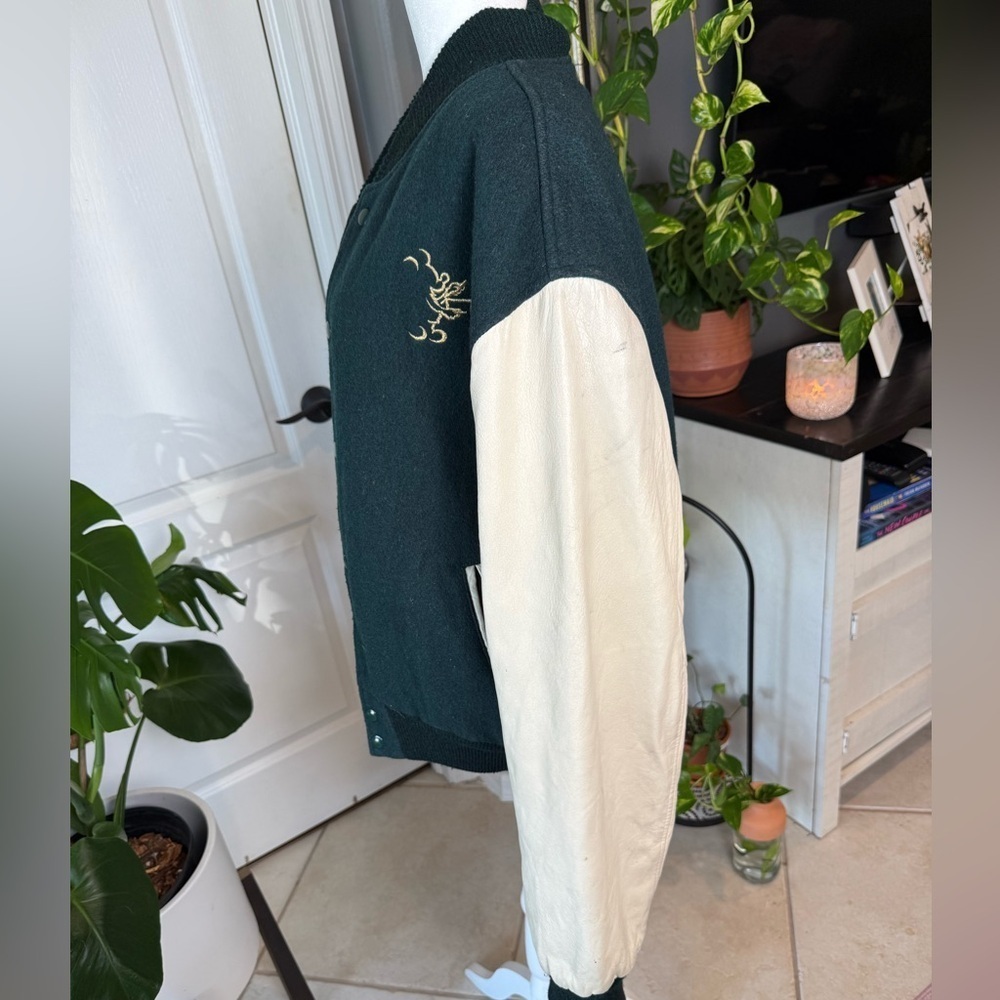 Disney Varsity Jacket in Forest Green and Cream oversized XL, wool - Picture 4 of 17